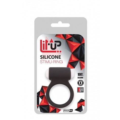 Чёрное эрекционное виброкольцо LIT-UP SILICONE STIMU RING 3 BLACK