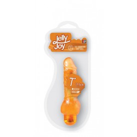 Оранжевый вибратор-реалистик JELLY JOY 7INCH 10 RHYTHMS ORANGE - 17,5 см.